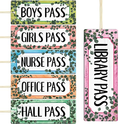 WorldBazaar Eucalyptus Magnetic Classroom Passes - Set of 6, Waterproof & Reusable