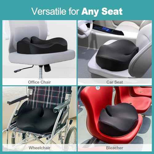 Seat Cushion for Long Sitting Hours on Office/Home Chair, Car, Wheelchair, Memory Foam Sciatica Pain Relief Pillow, Seat Cushion for Hip, Tailbone, Coccyx Pain, Black