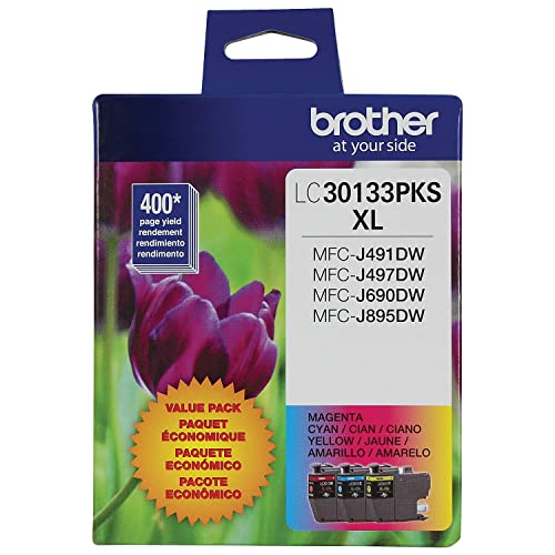 Brother High-yield Color Printer Ink Cartridges LC3013 3-Pack for Work Smart Series - Professional Grade Ink for MFC-J491DW, J497DW, J690DW, J895DW - Up to 400 Pages per Cartridge