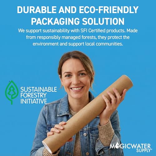 6 Pack Kraft Mailing Tubes 24 Inch with End Caps - Shipping & Art Storage