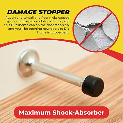 Premium Rubber Door Stop Cap – Universal Hinge & Wall Protectors, 5/8" OD 1/4" ID, Black
