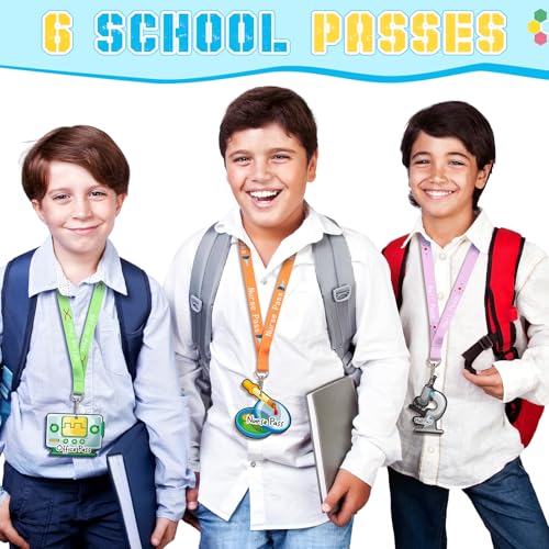 Eersida Chemical Style Hall Pass Lanyards Set – 6 Waterproof ID Badge Holders