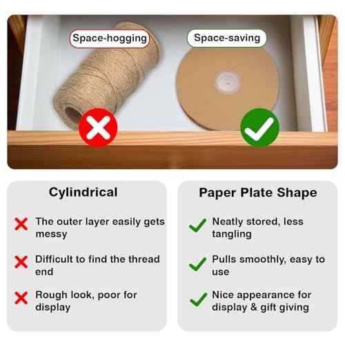 KINGLAKE Natural Jute Twine String - 1.5mm Twine String for Crafts 328 Feet 2 Ply Jute Rope for Gift Wrapping Christmas Packing Arts Decoration Wedding Gardening