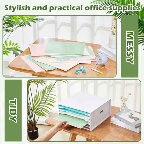 6 Tier Scrapbook Paper Organizer 12 x 12 Inch Adjustable Desk Scrapbook Paper Sorter Storage Rack File Organizer Wide Document Holder for Office Desktop (12. 99 x 13. 78 x 14. 96 Inches)