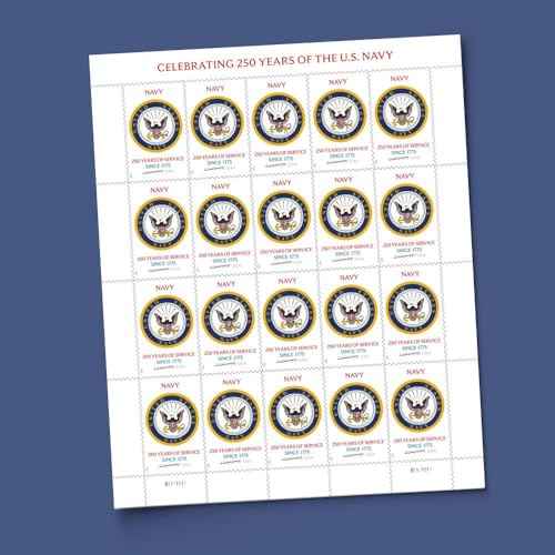 U.S. Navy 250th 2025 (Sheet of 20) First-Class Mail Forever Postage Stamps