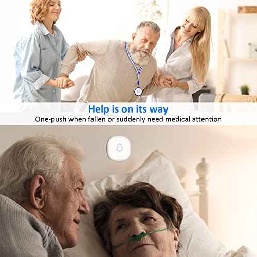 3 Pack Wireless Caregiver Pager Panic SOS Call Button with Receiver for Elderly/Patient/Child, 500+ ft Range Attention Pager Alarm Nurse Calling Alert Patient Help Button for Home/Personal