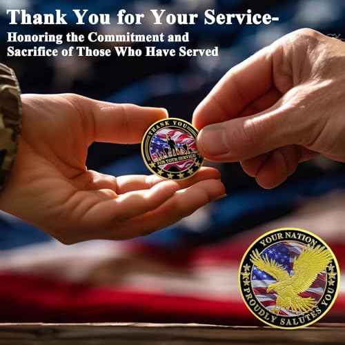24 Pcs Military Challenge Coins - Thank You for Your Service Bulk Veterans Challenge Coin Military Appreciation Gifts for Men Women Veterans Army