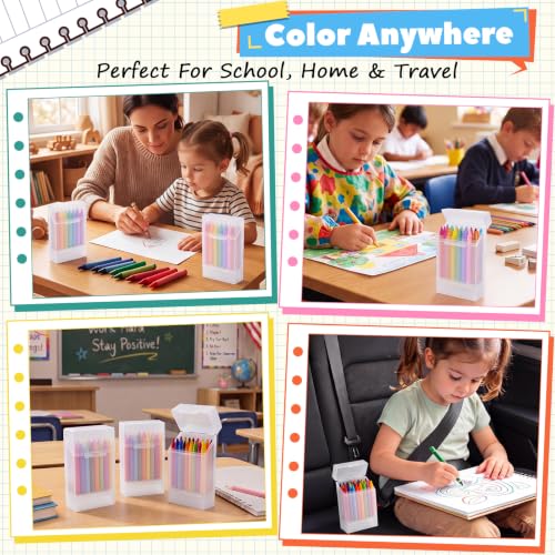 Clear 2-in-1 Plastic Crayon Box with Sharpener - Holds 24 Colored Pencils, Kids Art Storage