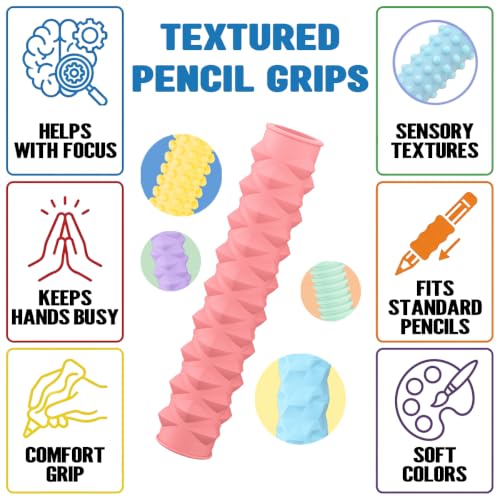 Yasest Macaron Sensory Pencil Grips for Kids & Adults - 24 Pack ADHD & Stress Relief