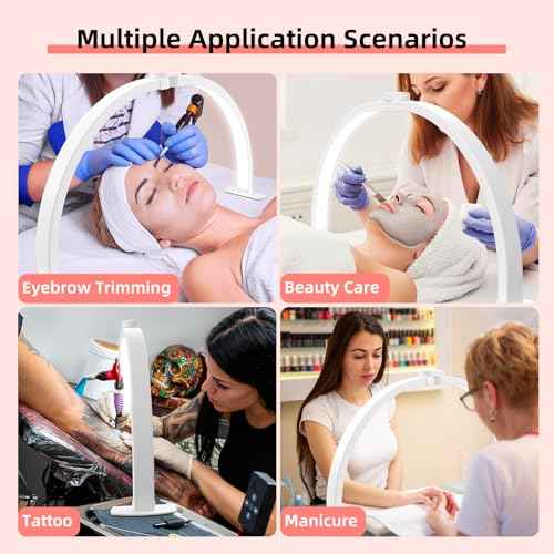 29" Large Half Moon Light for Nail Desk, Foldable Arch Nail Lamp with Phone Holder, 3 Color Modes,10 Brightness, Perfect for Manicure Handicraft Lighting, White