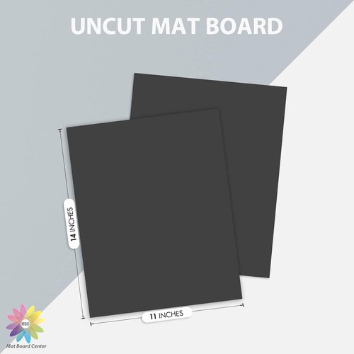 Mat Board Center | 11x14 Black Uncut Photo Mat Boards - 4-Ply Thick for Frames & Prints (10 Pack)