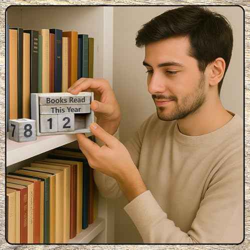 Yerliker Books Read This Year Counter Book Lover Gift up to 999 Bookish Accessories Bookworm Gift for Club Members Student Teacher Reading Accessories(Rustic)