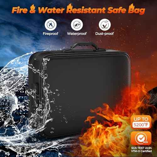 Nacial 5200¢µ Fireproof Document Box with Lock, Expandable Document Organizer, Heat Insulated Fireproof Waterproof Box for File Storage, ?Portable Sturdy Handle for Important Documents Home Travel