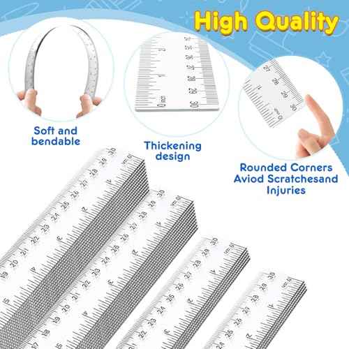 32 Pack Clear Plastic Ruler 12 Inch, Rulers Bulk for Classroom, Transparent Ruler with Centimeters and Inches, Metric Rulers for Kids, Ideal Back to School Office Home Supplies