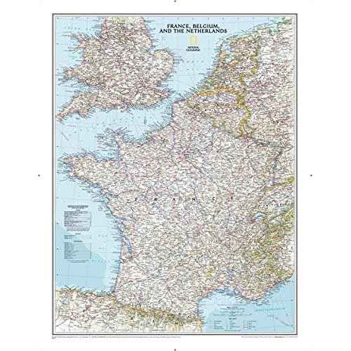 National Geographic: France, Belgium, and The Netherlands Classic Wall Map - 23.5 x 30.25 inches - Art Quality Print