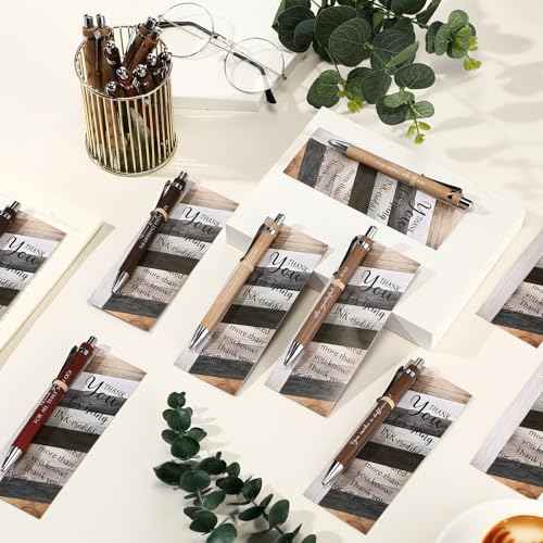 Fulmoon 100 Sets Christmas Employee Appreciation Gifts Bulk Include Thanksgiving Retractable Bamboo Ballpoint Pens Thank You Bookmark Card for Boss Manager Coworker Team Teacher Student Volunteer