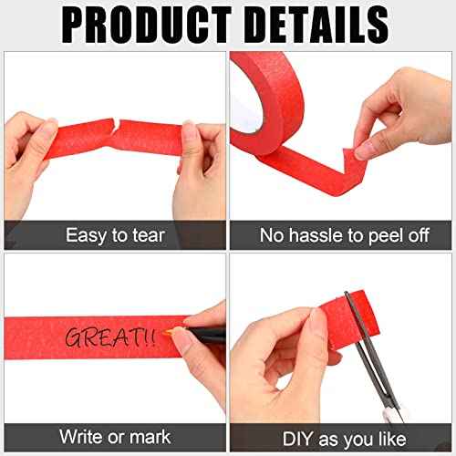 Fainne 20 Rolls Red Painters Masking Tape Bulk Roll 1 Inch x 55 Yard, General Purpose Paint Tape Removable Adhesive Multi Surface Paper for Painting Labeling Back to School Supplies(Red)