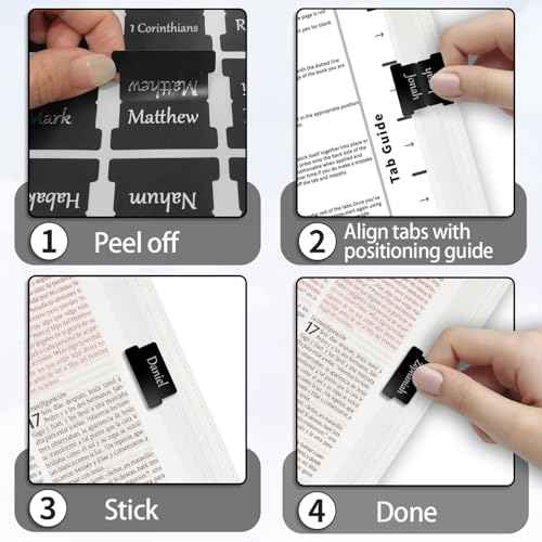 Starboling Bible Tabs,Black Reposition Laminated Bible Tabs,Bible tabs for Women,Remove & Replace Bible Index Tabs,Easy to Read and Apply Bible Tabs for Women and Man