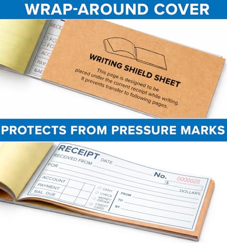 Rental Receipt Book Set — 4 Books, 100 Carbonless Receipts, Spiral Bound