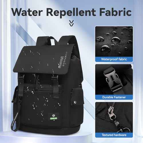 35L Large Capacity Lightweight Casual Backpack for Men Women,Water Resistant Durable Daypack fit 17.3inch Laptop Compartment for Travel,Hiking,Work(Black)