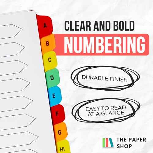 [5 Pack] A-Z Binder Dividers with Tabs A4 | Alphabet Dividers for 3 Ring Binder | Perfect for Organizing Pages in 3 Ring Binder Dividers with tabs, Each Set Includes Tab Dividers | The Paper Shop