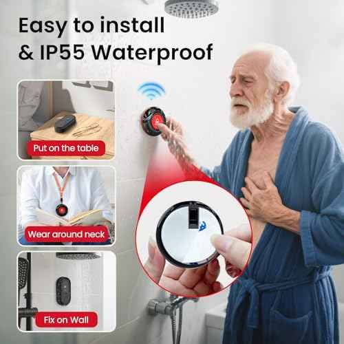 CallToU Wireless Caregiver Pager with 2 Call Button ? 500FT Long Range Caregive Pager System for Elderly, Seniors, Patients ? Easy-to-Use Emergency Alert Call Button for Home Safety (CC01BL 2-1)