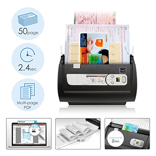 Plustek PS186 Desktop Document Scanner with Auto Feeder for Windows