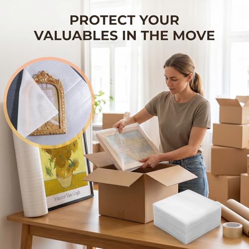 12"x12" Foam Wrap Sheets for Packing, 50 Pack Dish Packing Supplies