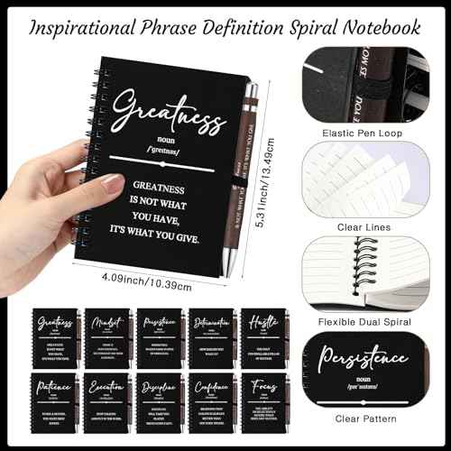 TecUnite 30 Sets Inspirational Spiral Notebooks Bulk with Motivational Bamboo Ballpoint Pens Thank You Gift Notepad Journal Employee Appreciation Gifts for Medical Assistant Staff Team Teacher (Black)