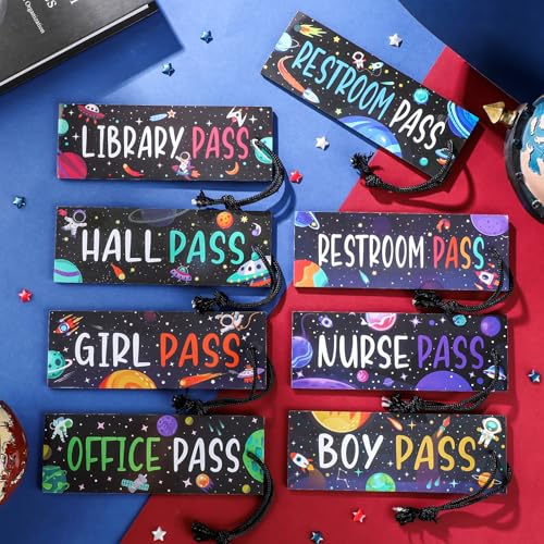 Tellegloww Space Themed Magnetic Hall Passes Set - Starry Sky Design, 8 pcs
