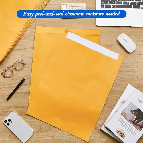50 Pcs 14'' x 18'' Extra Large Mailing Envelopes 32lb with Gummed Flaps, Catalog Jumbo Craft Envelopes for Mailing, Storage and Organizing Documents Office Supplies(Yellow)