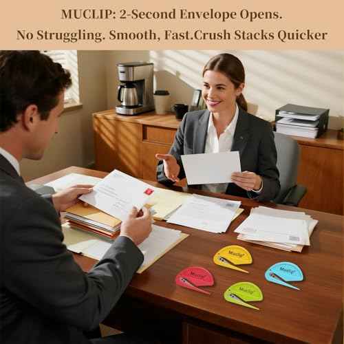 4 Pack Letter Opener with Magnetic Stickers - Hidden Stainless Steel Blade,Ergonomic ABS Grip,Fast & Safe Envelope Opener for Letter,Packages,Mail,Office,Home,Mailroom (4 Pack)