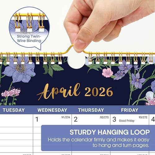 Taja 2026-2027 Floral Wall Calendar - Midnight Garden, 14.7" x 11.5"
