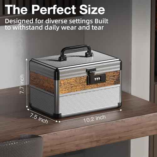 Glosen security lock box with code medicine lock box for Personal Items (Size Small 10inch-Black) Lockable Dorm Storage Trunk with code Lock,Briefcase