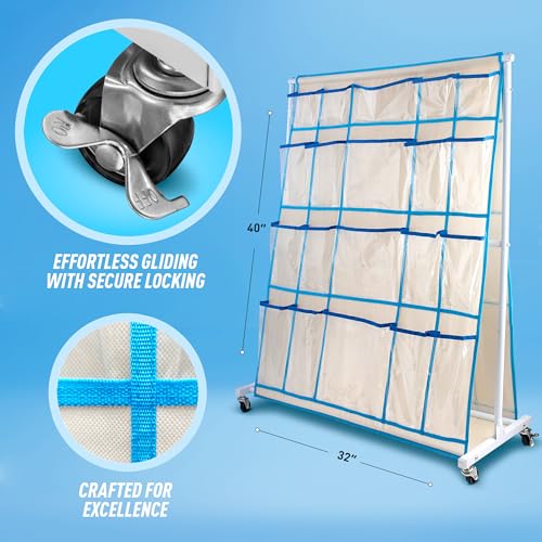 Craft Rolling Cart with Wheels - 40 Storage Pockets - Portable Organizer for Arts & Craft Supplies
