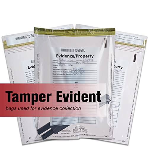BankSupplies Clear Evidence Bags | Case of 100 | 9W x 12H | Tamper Evident Seal | Write-On Panel for Information | Plastic Safety Security Bag | Serial Numbers & Tear Off