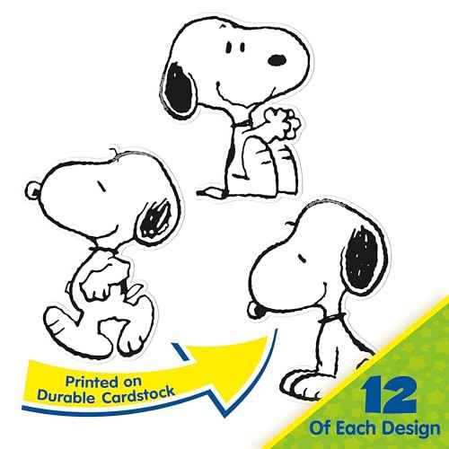 Eureka Peanuts Snoopy Paper Cut-Out Classroom Decorations for Teachers, 36 Pieces