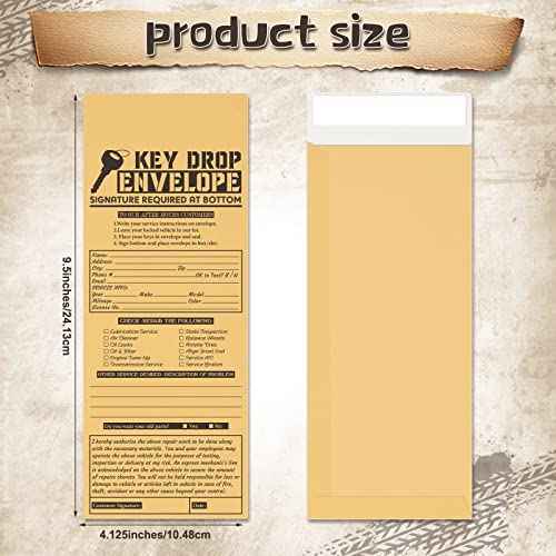 Geyee 500 Pcs Drop Key Envelopes Auto Shop Repair Service Drop Box Self Adhesive Envelopes for Auto Repair Shops and Mechanics Kraft 4.125 x 9.5 Inches(Classic)