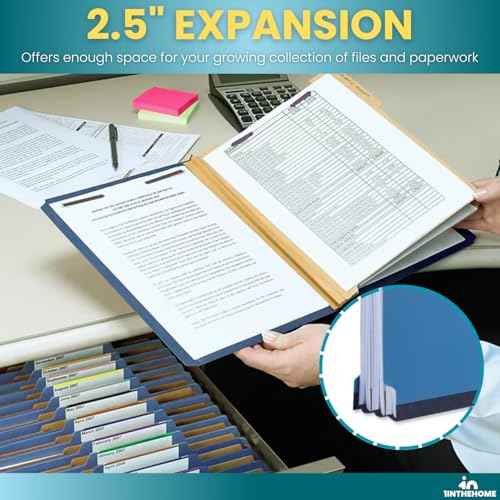 1InTheOffice Pressboard Classification Folders, Letter, 6 Section, Cobalt Blue, 10/Box, 2 Pack