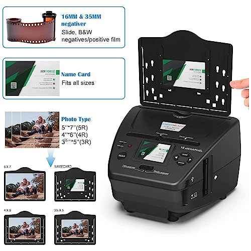Digital Film & Photo Scanner ? Converts 35mm/135 Slides, Negatives & 3.5x5, 4x6, 5x7 Photos to 22MP JPEG ? Slide & Negative Scanner with 2.4" LCD, 4GB SD Card