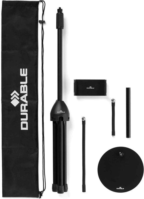 Durable Twist Tablet & Smartphone Table or Floor Stand - Gooseneck 360 Degrees Swivel Mount with Adjustable Height - Compatible with iPhone, Android, iPad, Tablet - Black Tablet & Smartphone Holder