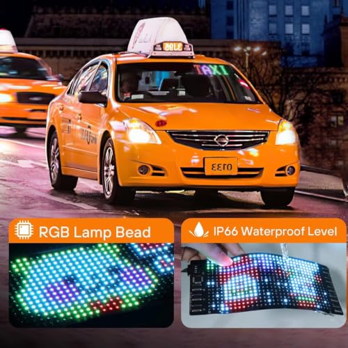 7''x3'' Bluetooth LED Sign for Car - Programmable RGB Matrix DIY Scrollable Display