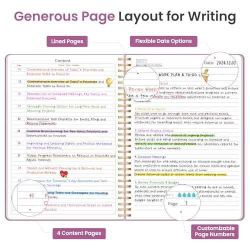 Taja Spiral Lined Notebook, 8.5"x11" Notebooks for Work, Large A4 Journal for Women & Men, College Ruled Journaling Notebook for Writing, Plastic Cover Spiral Journal, Purple