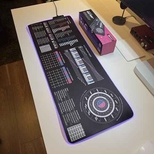 Music Theory Cheat Sheet Mousepad ? 35¡¿25cm (13.8"x9.8") & 80¡¿30cm (31.5"x11.8") ? Chord Formulas, Circle of Fifths, Modes & Clefs ? Music Learning Desk Mat ? LED Version Available