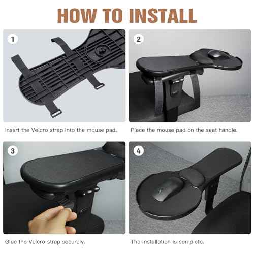 Upgraded Ergonomic Arm Rest Mouse Pad for Chair£¬Adjustable Mouse Tray with Wrist Cushion, Chair arm Mousepad, Black