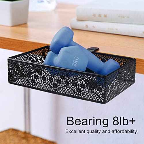 Under Desk Storage Organizer for Reduced Clutter, Drawer organizers C-Clamp Mount System Firmly Clamped And Do Not Hurt The Table, Easy to Install & holds up to 8 lbs-2 Pack (Large and Small)
