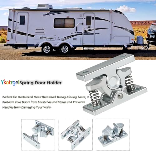 Heavy RV Door Holder Zinc Alloy Trailer Door Latch, Spring Loaded Double Roller Catch Easy Lock Stop for Trailers, Boats, Garage, Cabinets & Home Use with Screws (4 Pcs)
