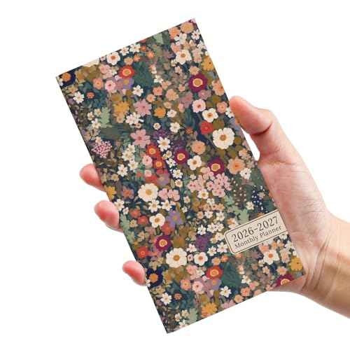 Pocket Calendar 2026-2027 for Purse, Two Year Monthly Planner Pocket Size 6.5" x 3.5", Jan 2026 - Dec 2027 Monthly Planner Small Calendar for School, Work and Home - Garden
