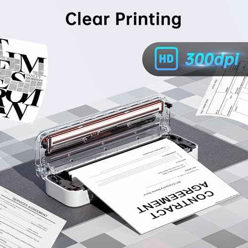 Portable Printer, 300DPI Wireless Bluetooth Thermal Printers, Support Multi-Size Thermal Paper, Compatible with iOS, Android & PC, Inkless Mobile Printer for Travel, Office, School, White