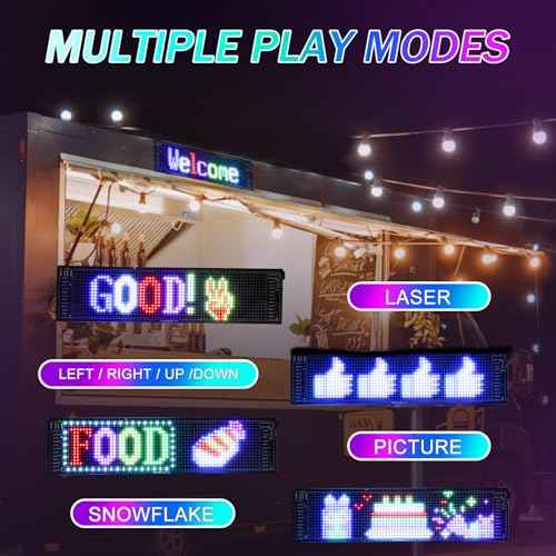 Programmable Led Sign,Scrolling Bright Advertising LED Sign,Flexible Digital Sign,Bluetooth App Control Custom Text Pattern Pre-Made Animation, LED Sign for Car Store Bar(15"x4")